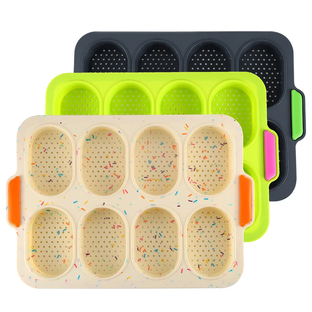 Manjia Kitchen Tools Accessories 8 Cavities Caketools New Colorful Dots Silicone Oven Bread Silicone Cake Baking Mold
