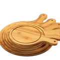 Bamboo Round  Platter Pizza Board Paddle Serving Chopping Board for Bread Cheese Charcuterie Fruit With Handle