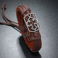 Handmade Woven Rope Leather Men's Bracelets New Fashion Metal Cross Jewelry Charm Bracelets