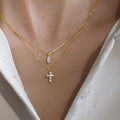 Daidan Cross Necklace 18K Gold 925 Gold Plated Double Chain Silver 925 Jewelry Zircon Double Cross Necklace