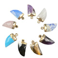 Natural Stone Pendants With Gold Top Horn Shape Agate Pendants Charms for DIY Jewelry Making Necklace Bracelet