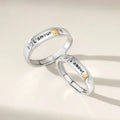 Golden Sun and Moon for Lovers Ring 925 Sterling Silver Engrave L'AMOUR Adjustable Finger Ring for Couples
