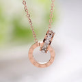 Stainless Steel Hollowed Out Double Ring Roman Numerals Pendant Gold Women's Necklace Bracelet Earrings
