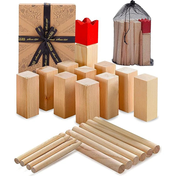 Wooden Kubb Outdoor Set Games Garden Family Games for Kids and Adults Yard Tossing Kubb Game Lawn Wooden Kubb Yard Tossing
