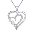 GP95 Luxury 925 Silver Zircon Heart Pendant for Necklace Mom Crystal Heart Necklace Pendant Mother's Day Gift for Mom