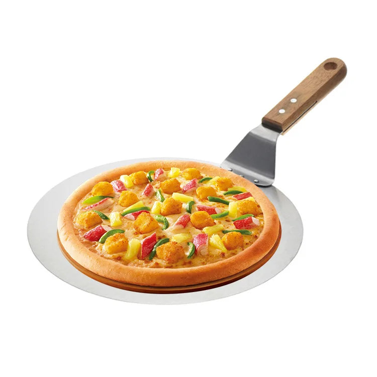 Baking Pizza Tools 12-inch Disposable Eco-Friendly Stainless Steel Pizza Shovel with Wooden Handle for Cake Transfer HAOYUAN