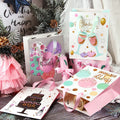 Gold Stamping Fashion Portable Kids Birthday Party Paper Colorful Fancy Gift Package Bag Shopping Bags With Ribbon Handle