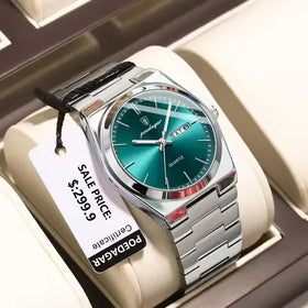 POEDAGAR 930 Mens Luxury Fashion Business Wristwatches Stainless Steel Strap Waterproof Quartz Watches for Mens