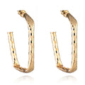 Classic Geometric Rectangle Hoop Earrings Real Gold-Plated Copper Base Brass for Weddings Parties or Gifts Alloy Jewelry