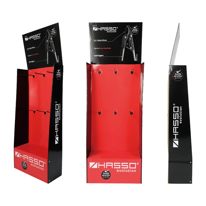 Customized Cardboard Hook Display Stand Carton Display Cardboard Rack Paper Floor Carton Hook Cardboard Display Stands with Hook