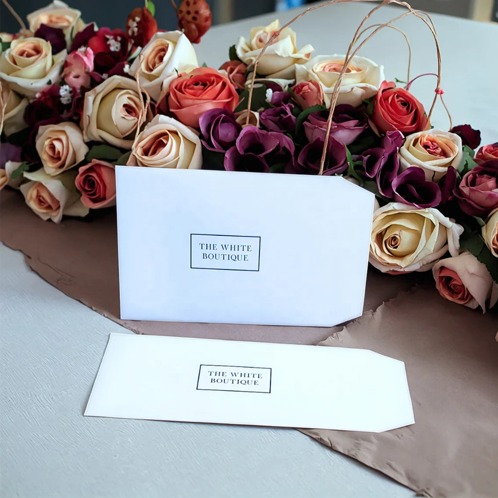 Custom Printed Personalized Luxury Eco-Friendly Business Card Envelope Bag Logo Name for Flower Gift Greetings (White Paper)