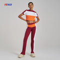 Luxury Designer Clothes Women Lounge Wear Sets Custom Knitted Sets for Women Color Block Cropped Shirt and Pants Set
