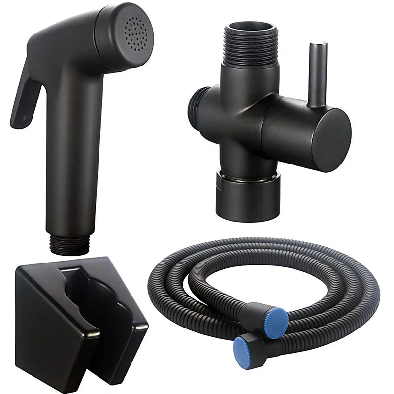 Black Toilet Bidet Set Bathroom Cleaning Handheld Bidet Sprayer