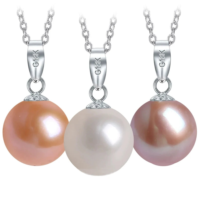 Best 18K Real Gold Round Fresh Water Pearl Pendant Necklace Round Pearls for Women Gift for Party