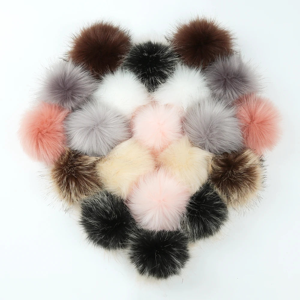 False Hairball Hat Ball Pompom Faux Fox Furball Hat Ball Pom Pom With Rubber Band DIY Handmade Knitted Hat Accessories