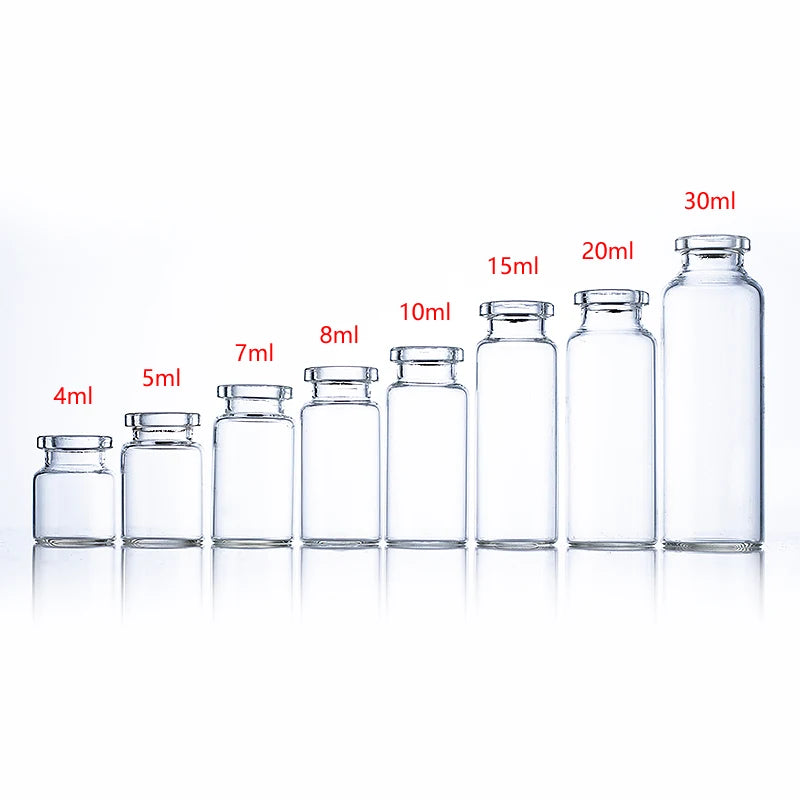 5ml 7ml 10ml 15ml 20ml 30ml Clear Amber Sterile Injection Molded Glass Vials with Rubber Stopper for Serum
