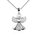 GP09 Fashion 925 Sterling Silver Love Guardian Angel Wing Heart Pendants Fine Jewelry Zirconia Charms for Necklace Girls Women