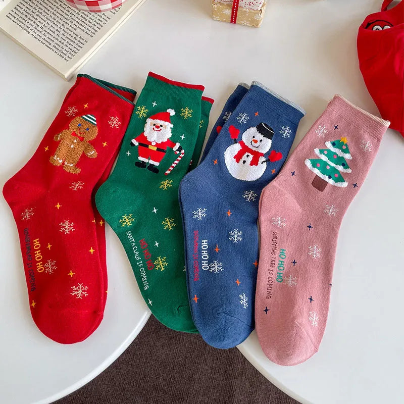 Jingwen ODM Calcetines De Navidad Middle Tube Carton Christmas Socks