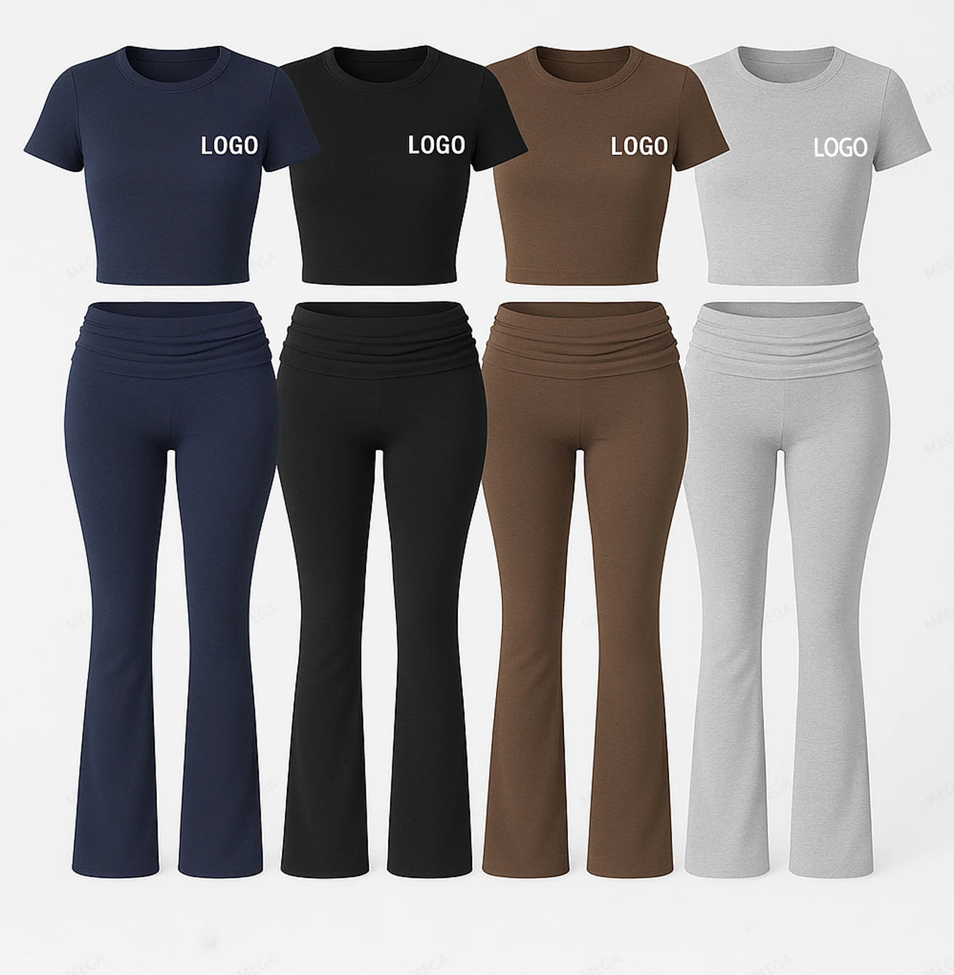 New Arrival Women's Y2K Streetwear 2 Piece Casual Set Regular Top Short Sleeve Summer Embroidered Canvas with Flared Pants
