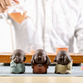 6*8cm Chinese Pottery Ornaments  Articles Fat Clay Accessories Ceramic Little Novice Monk Tea Pet Young Laughing Buddha