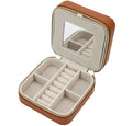 Multifunctional Storage Jewelry Boxes with Mirror PU Leather Engagement Rings Necklace Box