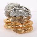 Hot Sale Punk Animal Curve Bangles Full Zircon Inlay PVD 18K Gold Plated Silver Snake Stainless Steel Bangles