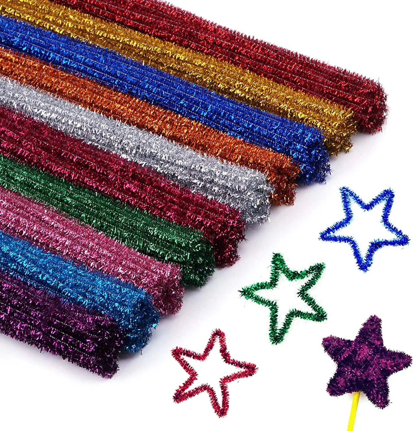 Safe and Humanized Design Colorful DIY Art Craft Decorations Glitter Creative Arts Chenille Stem