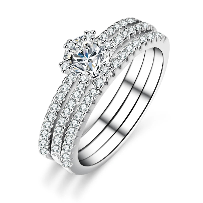Wholesale 925 Sterling Silver Women's Engagement Ring 0.5 Carat Moissanite Diamond Set Classic Antique Geometric Style 18K Gold