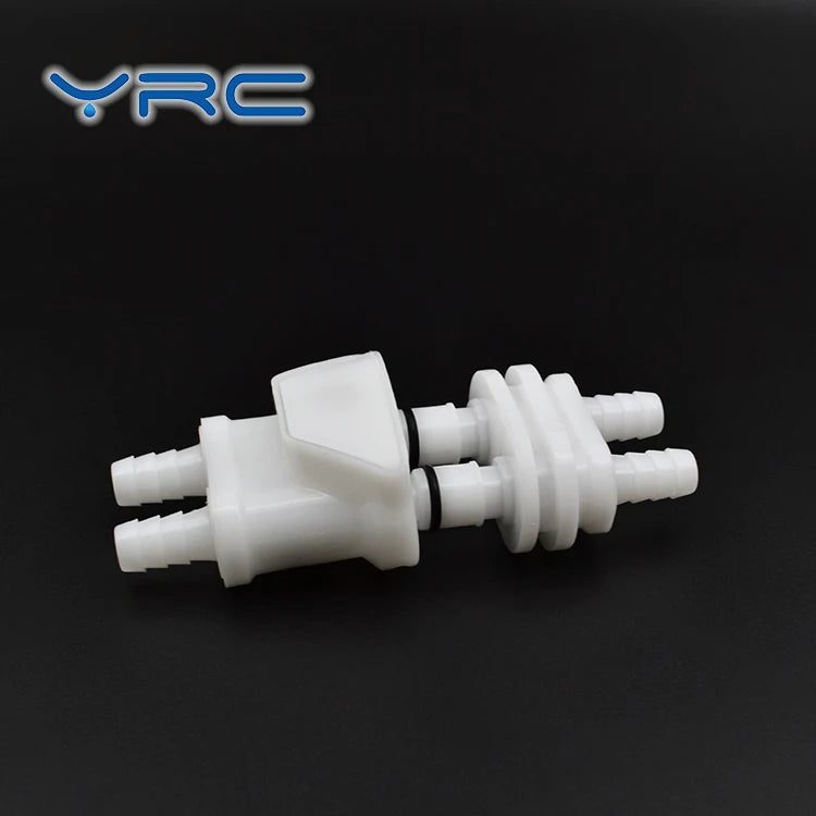 YRC Cheap 5/16" Male Quick Disconnect Breakaway Dual Port White POM Couplings with EPDM O-Ring and Shut off