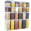 30 Pack Food Storage Containers with Lids - Plastic Kitchen and Pantry Organization Food Grade Airtight Dry Cereal Canisters Set