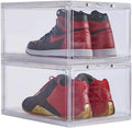 Foldable White Shoes Storage Plastic Box Bins Shoe and Sneaker Storage Container Stackable Boxes