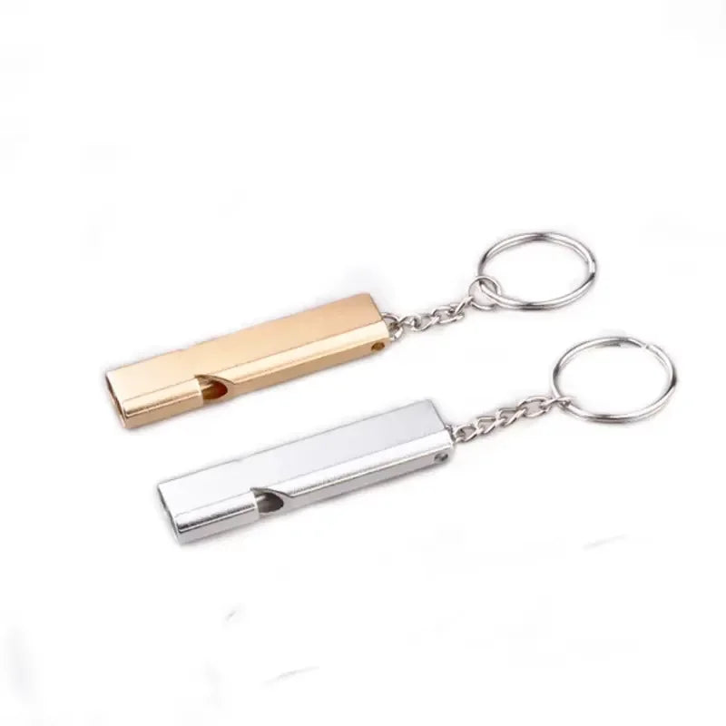 Double Tubes Whistle Super Loud Aluminum Whistles With Keychain for Outdoor Camping Hiking Boating
