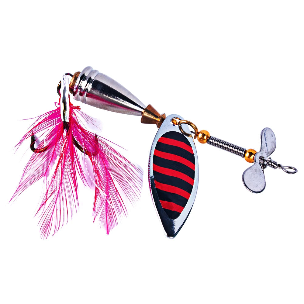 Wholesale SP167 10cm 9.9g Metal Spinner Baits Spoon Fishing Lures with Feather Hook