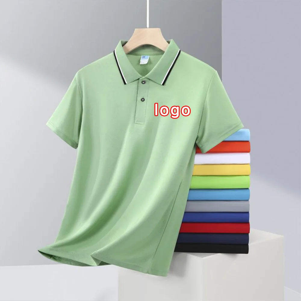 Unisex Intercolor Ice Ion Polo Shirt With Turn-Down Collar Short Sleeve Workwear T-Shirt Logo Print Embroidery Solid Pattern