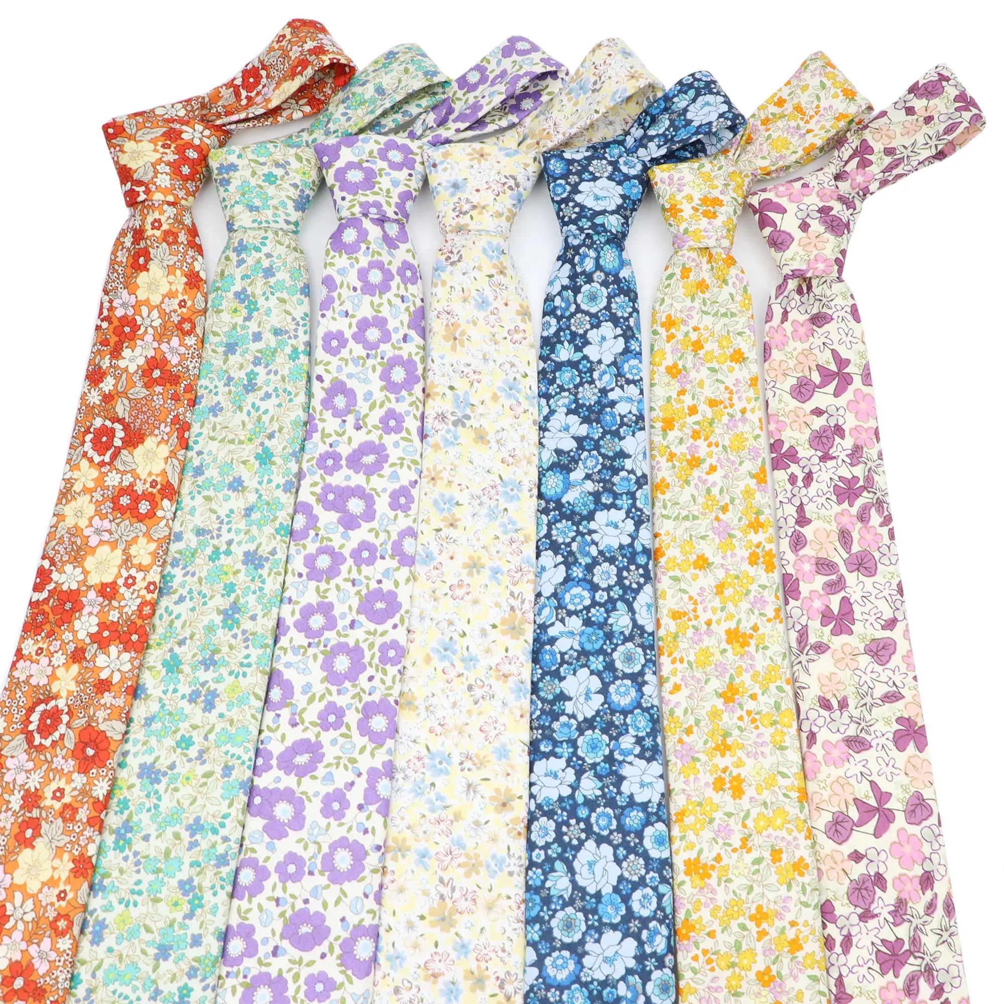 Wholesale Men Flower Skinny Tie Male Suit Accessory Wedding Party Floral Print Cotton Necktie