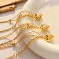 New PVD 18K Gold Plated Stainless Steel Heart Choker Necklace Mix Chain Necklace for Women