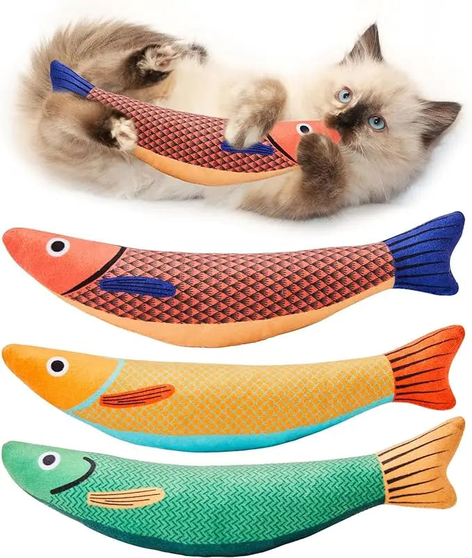 New Saury Design Cat Plush Toy with Catnip and Bell Pet Cat Kicker Fish Toy for Fun