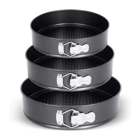 Lixsun Bakeware Sets of 3PCS Round Shape Non-stick Carbon Steel Cake Moulds Springform Pan Set of Cake Pans for Baking