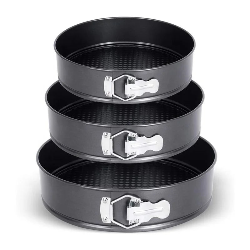 Lixsun Bakeware Sets of 3PCS Round Shape Non-stick Carbon Steel Cake Moulds Springform Pan Set of Cake Pans for Baking