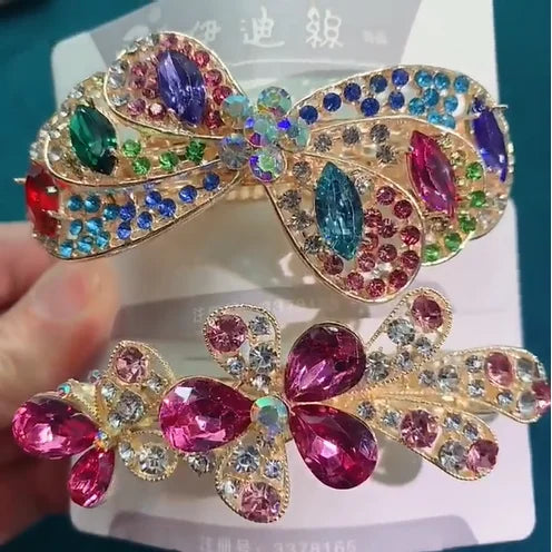Elegant Shining Crystal Rhinestones Hairpin Teardrop Wedding Bridal Hair Jewelry Barrette Clips Alloy Metal Hair Accessory