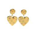 New Arrival American and European 18K Titanium Steel Vintage CZ Heart Love Shape Pendant Drop Earrings for Women