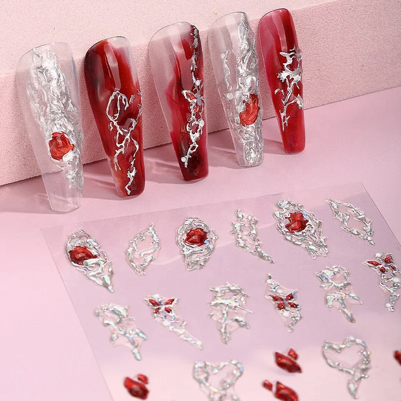 Zhengxiang Wholesale Plastic Flower Butterfly French Autumn 3D Nail Decals Adhesive Stickers for Nail Art Salon