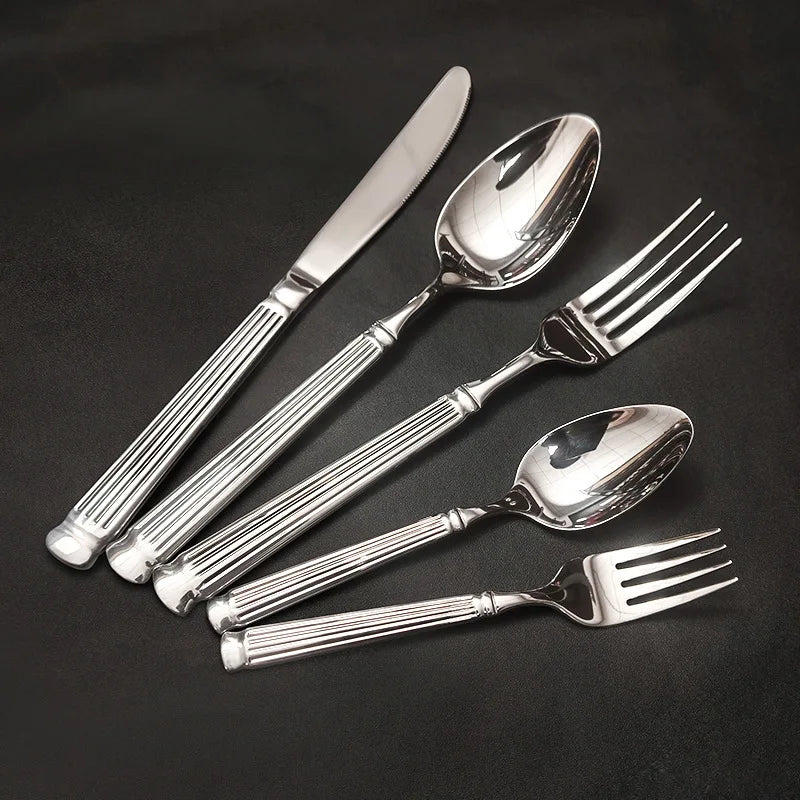 Luxury Gold Cutlery Set Stainless Steel Knife Fork Spoon Silverware Wedding Flatware Set
