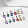 Fashion Square Zircon Drop Earrings S925 Sterling Silver Rainbow Colorful Enamel Hoop Earrings for Women Jewelry