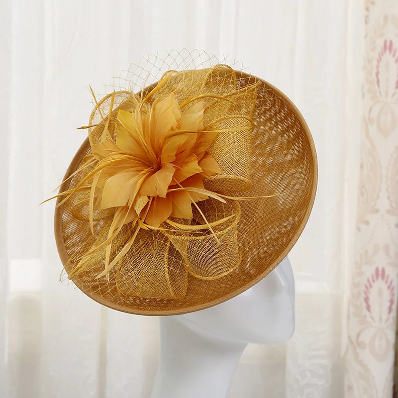 2022 New Fashion Elegant Women Lady Sinamay Kentucky Derby Dress Hat Fascinator Floral Tea Party Wedding and Church Hats
