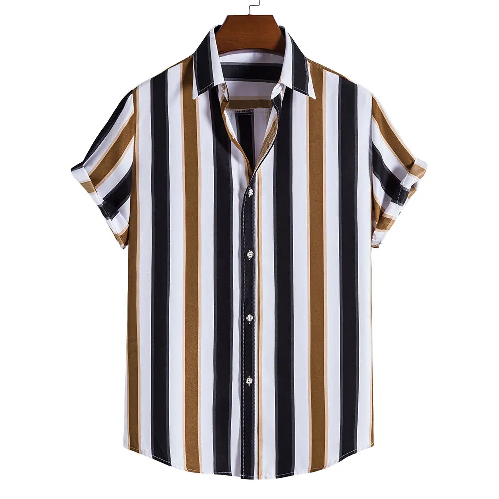 New Arrival Slim Fit Short Sleeve Male Dress Shirts Chemise Pour Homme with Printed Pattern