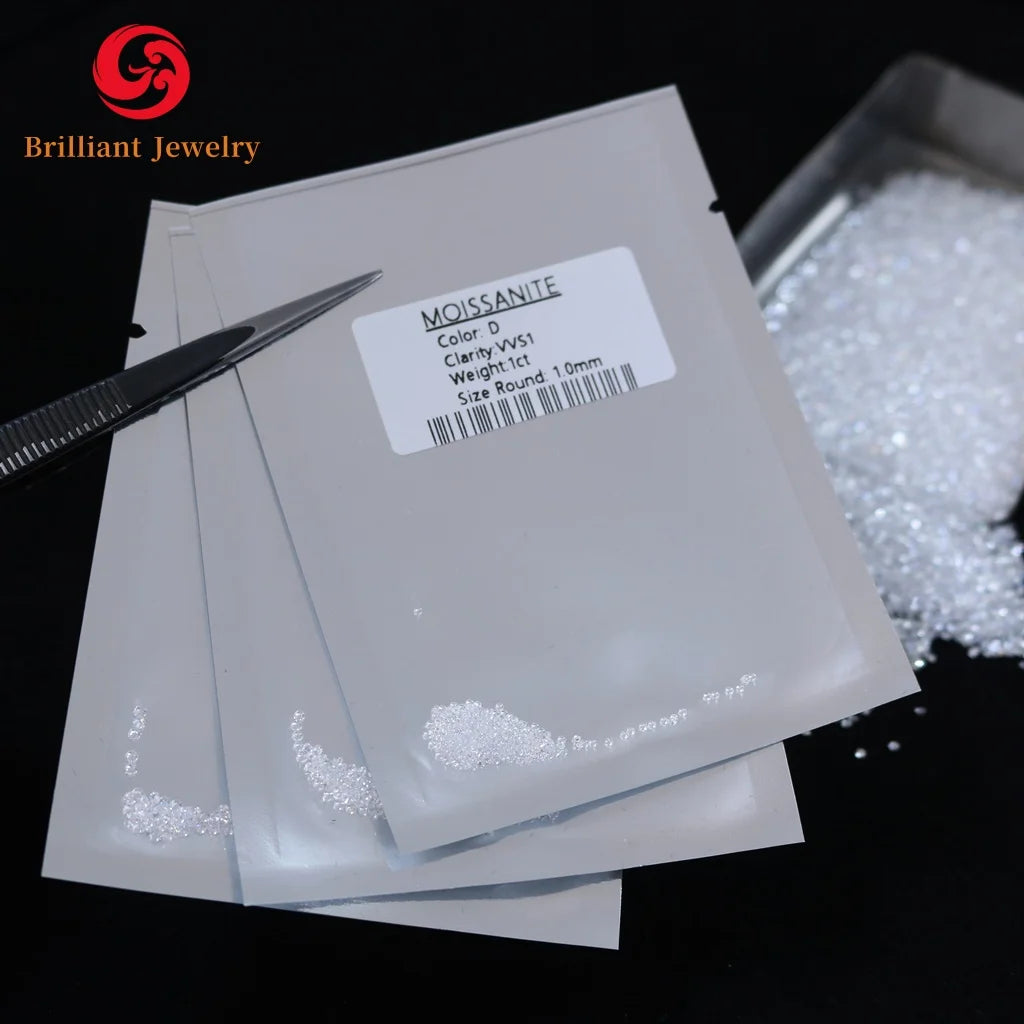 Brilliant Moissanite Diamond 0.7-2.9mm DEF GH White Color Vvs1 Round Small Lab Grown Loose Moissanite Stone