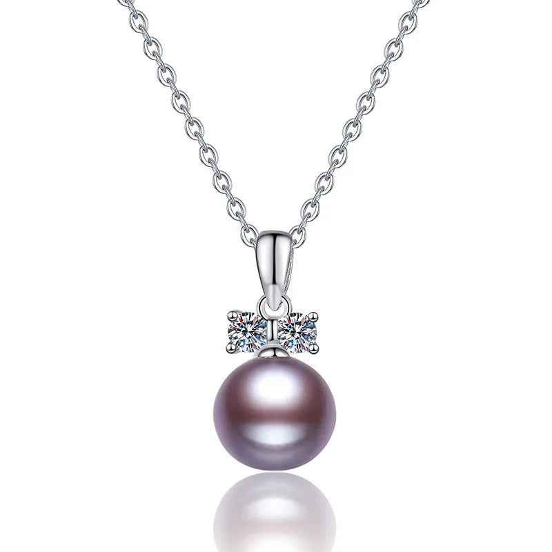 Moissanshi S925 Sterling Silver Charm Necklace with Freshwater Pearl Pendant Third Party Certified Factory Spot Wholesale