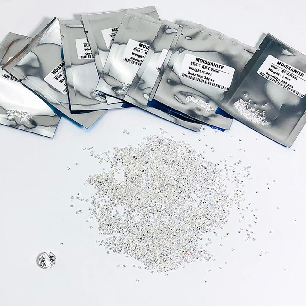 Mele Moissanite 0.7-2.9mm D Vvs1 Wholesale Gem Loose Diamonds Synthetic Round Super White Flawless VVS Loose Melee Moissanite