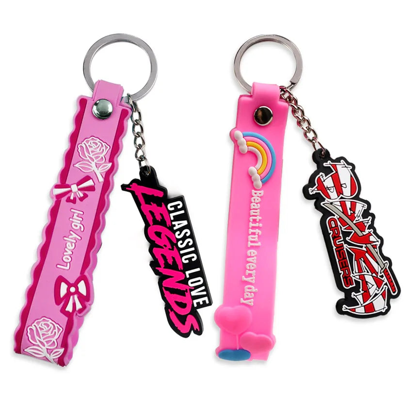 Promotional Items Plastic Keyring Small Advertise Gifts Designer Bags Key Chain Keychain Wristband Charm